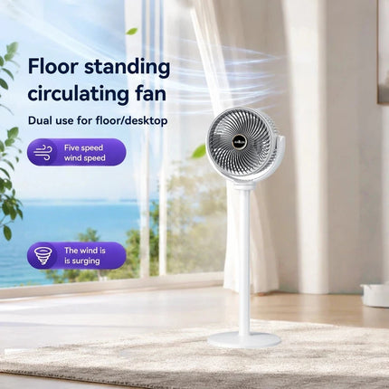 Ventilatore Turbo 3-in-1 per Circolazione d'Aria Domestica, Ventilatore da Terra e da Tavolo Retrattile con Telecomando, Ventilatore Portatile per Ufficio e Camera da Letto