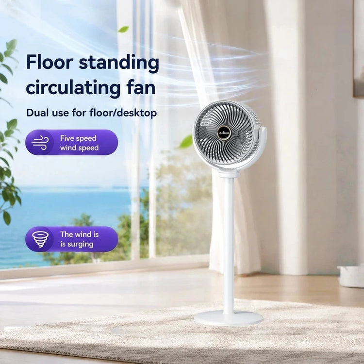 Ventilatore Turbo 3-in-1 per Circolazione d'Aria Domestica, Ventilatore da Terra e da Tavolo Retrattile con Telecomando, Ventilatore Portatile per Ufficio e Camera da Letto