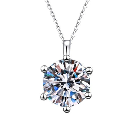 Collana classica di lusso super lucida con ciondolo in moissanite a sei artigli Set di orecchini ad anello da 1 carato per set di gioielli da sposa da donna PlatiNum