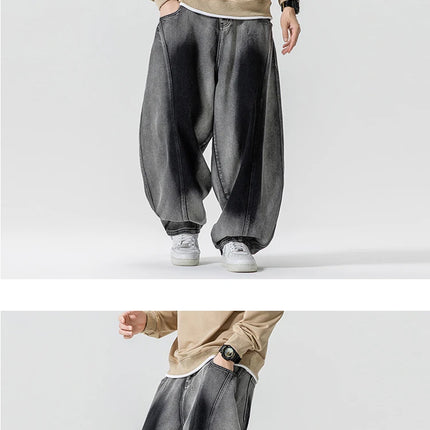 Jeans Pantaloni casual stile americano da uomo Pantaloni lanterna da uomo larghi alla moda Streetwear Pantaloni hip-hop da uomo in denim oversize a gamba larga
