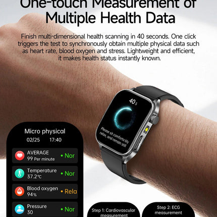 2025 Trattamento laser Tre Smartwatch alti 1.95 "Schermo curvo in zaffiro ECG + PPG Grasso nel sangue Acido urico Diagnosi salute Smartwatch platinumshop