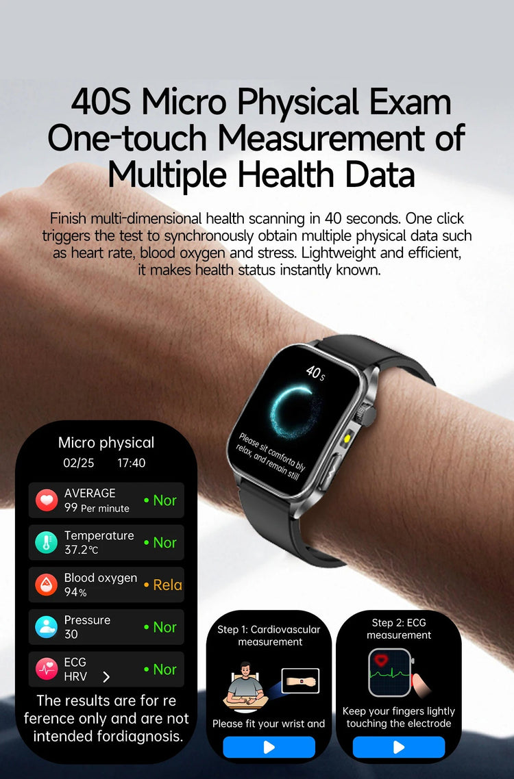2025 Trattamento laser Tre Smartwatch alti 1.95 "Schermo curvo in zaffiro ECG + PPG Grasso nel sangue Acido urico Diagnosi salute Smartwatch platinumshop