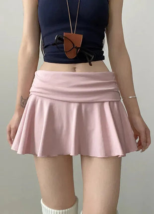 Minigonne Arricciate alla Moda con Vita Alta, Gonne Sportive Slim da Yoga per Donne, Abbigliamento Femminile Estivo Y2K Casual Anti-Esposizione