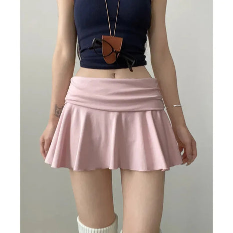 Minigonne Arricciate alla Moda con Vita Alta, Gonne Sportive Slim da Yoga per Donne, Abbigliamento Femminile Estivo Y2K Casual Anti-Esposizione