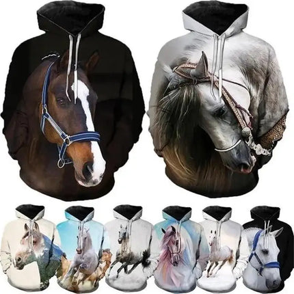 Horse Steed Animal Hoodie Men Clothing 3D Thoroughbreds Printed New in Hoodies Women Harajuku Fashion y2k Pullovers Hooded Hoody