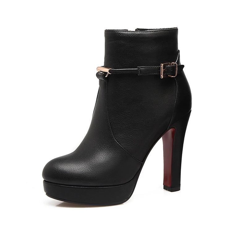 Brand Ankle Boots For Women Platform Fashion Elegant High Heel Short Boot Large Size Zipper Autumn Winter Black Green Shoes Lady