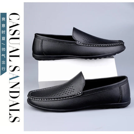 Mocassini da Uomo in Pelle Traforata Estivi Traspiranti Slip-On Taglie Grandi 38-47 Neri Bianchi Scarpe da Guida