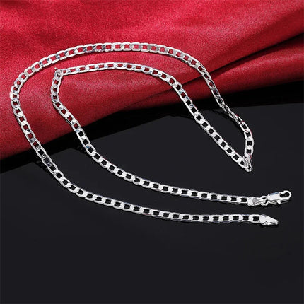 Men's 925 Sterling Silver Necklace 2/4/6/8/10/12MM 40-75cm Face Chain Necklace Lobster Clasp Men And Women Engagement Jewelry PlatiNum