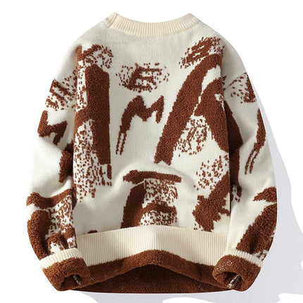 Autumn Winter Men Knitted Sweater Panda Printing Casual Round Neck Pullovers Sweater Designer Quality Men Clothing Jumper