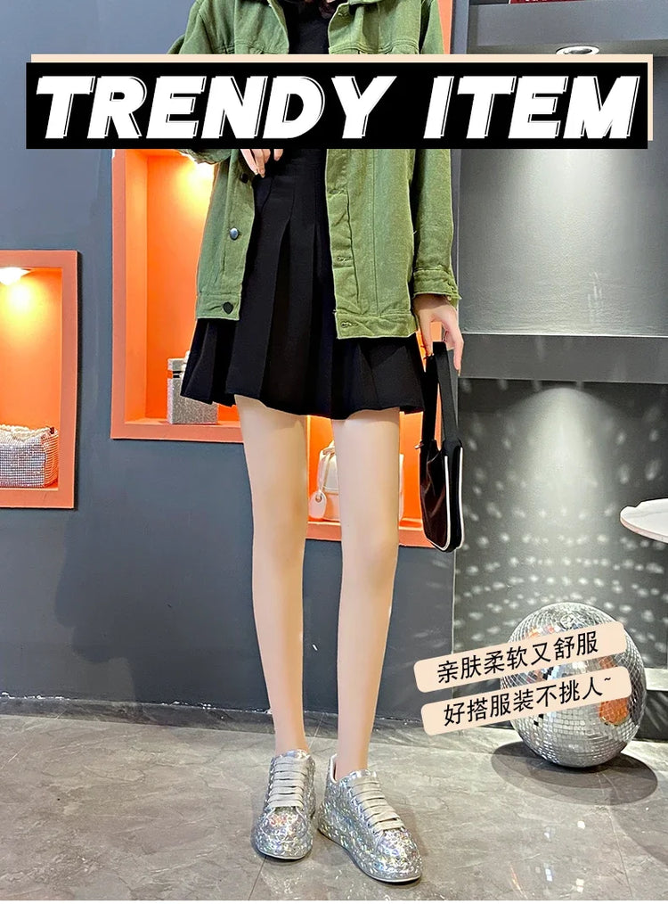 2025 Autumn Leather Women Shoes New Style Fashion Platform Shoes Ins Platforms Sneakers Tide Shine Bling Rhinestone Shoes