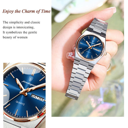 POEDAGAR Orologio da donna alla moda Orologio da polso da donna di lusso luminoso impermeabile in acciaio inossidabile Data settimana Orologi al quarzo da donna Reloj platinumshop