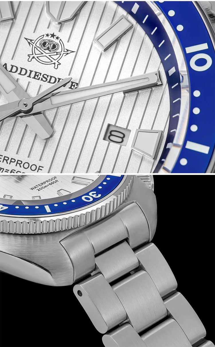 ADDIESDIVE New 200M Waterproof Quartz Watch Sapphire Crystal BGW9 Luminous Ceramic Bezel Stainless Steel Diving Watch AD2507