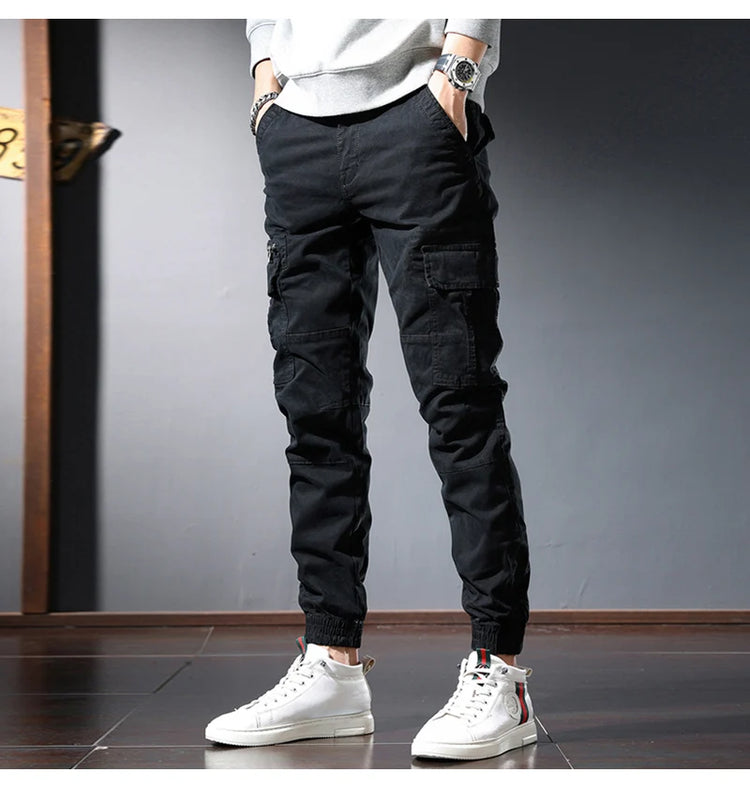 Street Fashion Men Jeans Black Green Loose Fit Big Pocket Casual Cargo Pants Hombre Zipper Designer Hip Hop Joggers Men Overalls