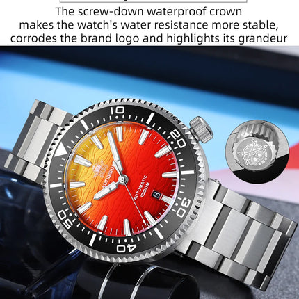 ADDIESDIVE 1000m Waterproof Diver Watches Sapphire Glass Automatic Mechanical Watches Super Luminous AD2526 Gradient Wristwatch