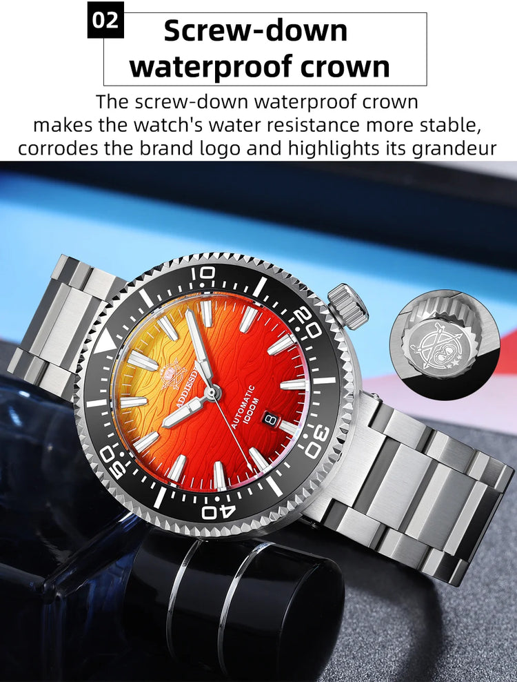 ADDIESDIVE 1000m Waterproof Diver Watches Sapphire Glass Automatic Mechanical Watches Super Luminous AD2526 Gradient Wristwatch