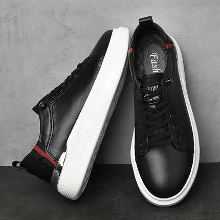 Genuine Leather Men's Height-Enhancing Shoes Men's White Sneakers Men's Elevator Height-Increasing Insoles 6/8 Cm Sports Shoes
