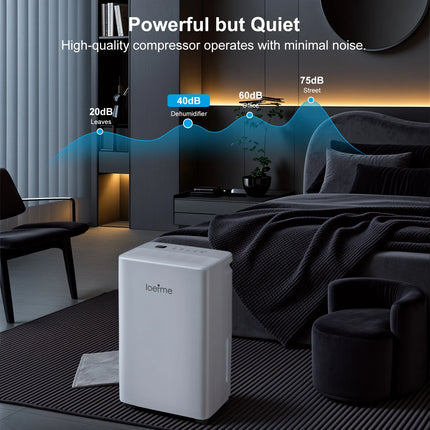 LOEFME Deumidificatore Elettrico Sbrinamento 24H Timer Smart Home Camera Da Letto Seminterrato Automatico 16L/24H 2L Serbatoio Acqua con Ruote Tubi