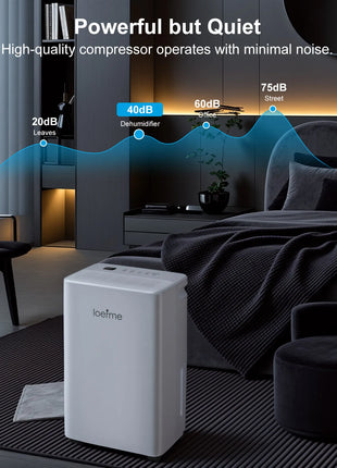 LOEFME Deumidificatore Elettrico Sbrinamento 24H Timer Smart Home Camera Da Letto Seminterrato Automatico 16L/24H 2L Serbatoio Acqua con Ruote Tubi
