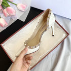 scarpe da donna di marca di lusso Sandali da donna Rivetti estivi Tacchi alti Lato vuoto Scarpe da donna da ballo in pelle moda femminile da donna