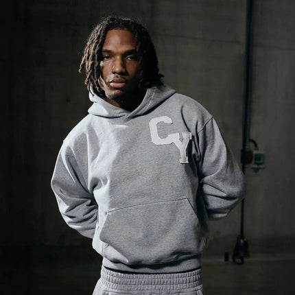 Streetwear Men's Fashion C Y Letter Zipper Set Multiple Colors Available Street Style Relaxed Unique Look Casual Two-Piece Set PlatiNum