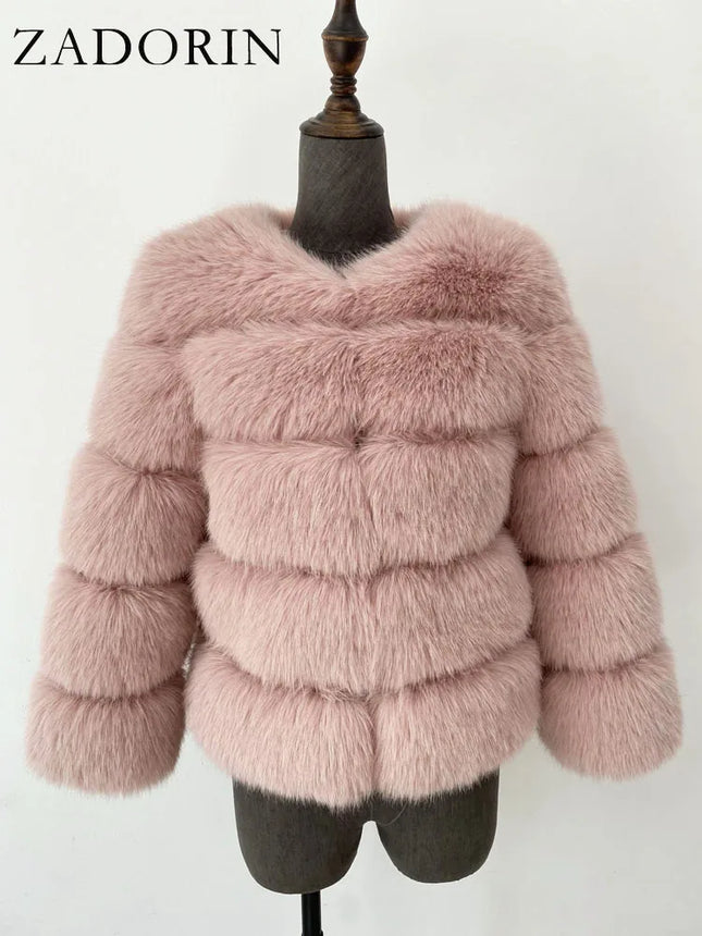 ZADORIN Long Sleeve Faux Fox Fur Coat Women Winter Fashion Thick Warm Fur Coats Outerwear Fake Fur Jacket Woman Clothing