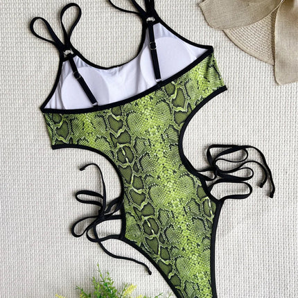 Green Snake Bikini Extreme String Monokini Costume da bagno con taglio a gamba alta Donna Beach Outfit Costumi da bagno per le vacanze Costume da bagno Bikini Set PlatiNum