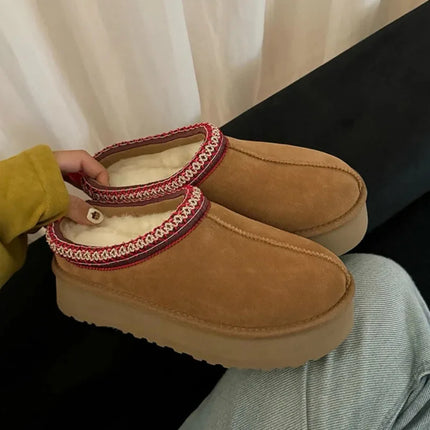 Tasman Winter Warm Wool Women's Tazz Classic Ultra Mini Slippers Thin Sole Genuine Leather And Fur Snow Boots