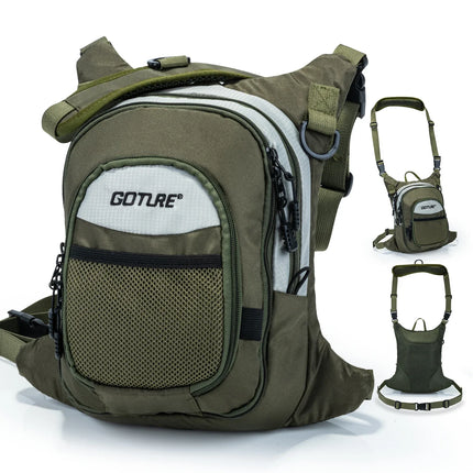 Goture 100% Polyester Fly Fishing Bag, Ultra-Light Chest Bag with Multiple Pockets, Fishing Accessory Bag, Outdoor Shoulder Bag