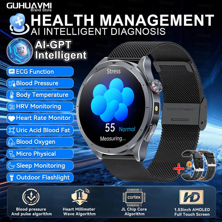 Nuovo Smartwatch 2026 per Analisi del Grasso Corporeo, ECG+PPG, Acido Urico, Pressione Sanguigna, Ossigeno nel Sangue, Orologio con Chiamate per Uomini e Donne platinumshop