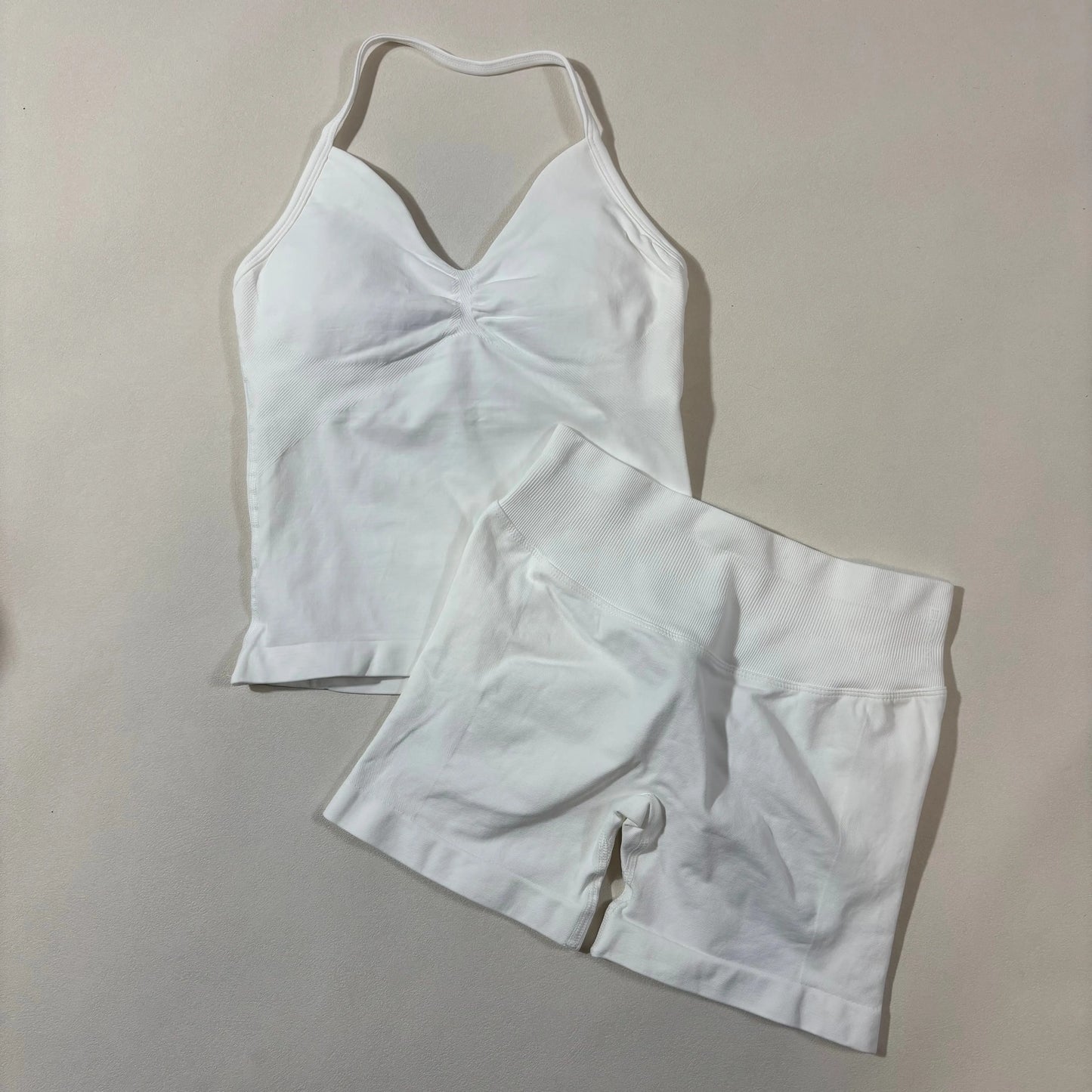 Yoga 2pcs Impact Gym Set Women Backless Tank Tops High Waist Scrunch Seamless Shorts Fitness Clothes Activewear Workout Sets