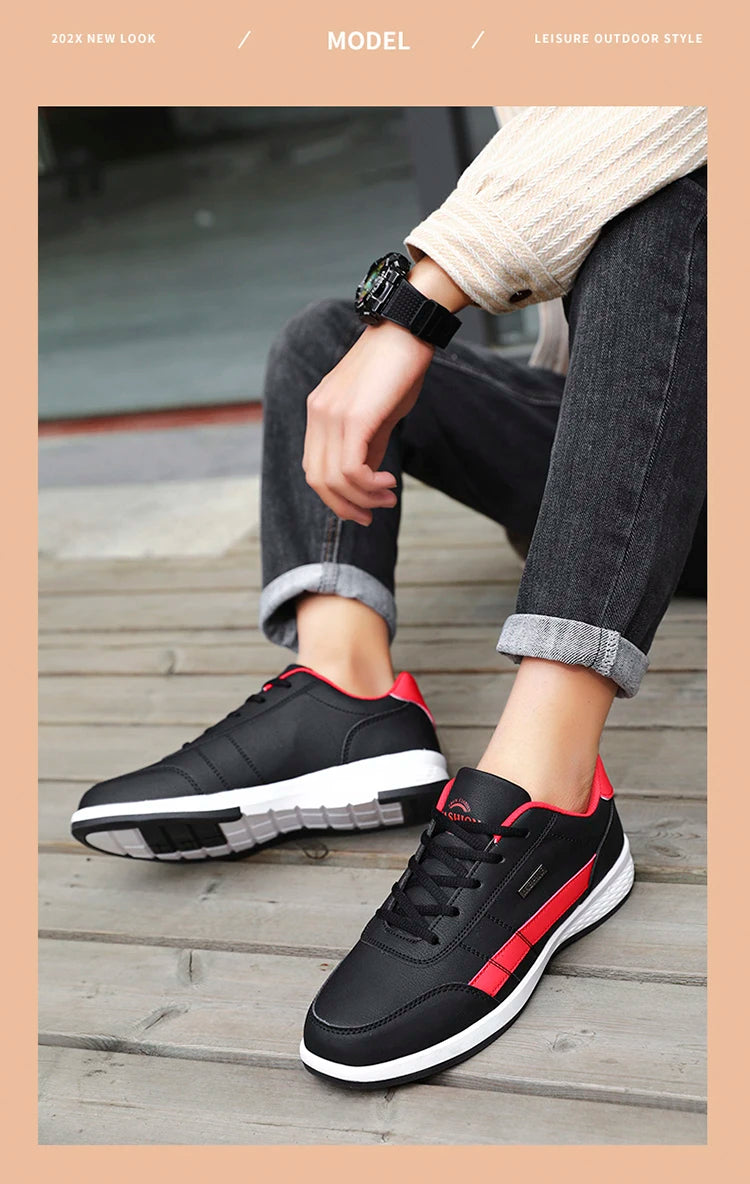 Pu Leather Men Shoes Sneakers Trend Casual Breathable Leisure Male Sneakers Non-Slip Footwear Vulcanized Shoes Tenis Masculino