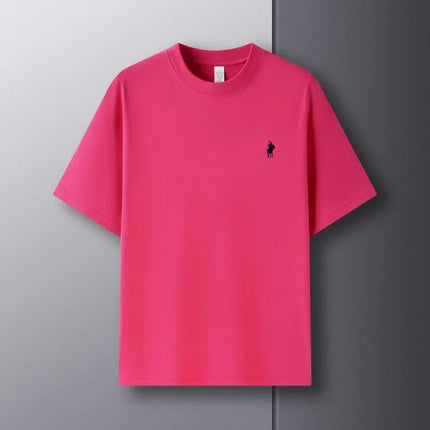 Men's Round Neck Short Sleeve 100% Pure Cotton T-shirt Hot Sale Luxury Brand Summer Exquisite Embroidery Pony Breathable Top