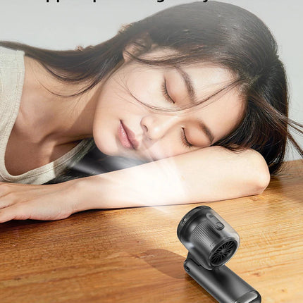 Mini Ventilatore Portatile con Nebulizzatore d'Acqua, 3600mAh, 5 Velocità, Pieghevole, da Appendere al Collo, Umidificatore, Ventilatore Spray Compatto, Ricaricabile USB-C