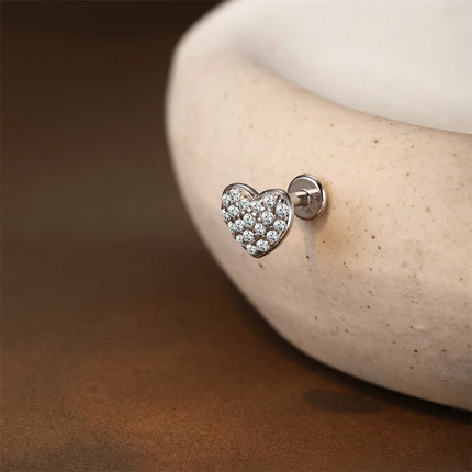 Aide S925 Sterling Silver Moissanite Silver Color Srud Earrings Women Heart Leaf Geometric DIY Ear Bone Sruds Piercing Jewelry PlatiNum