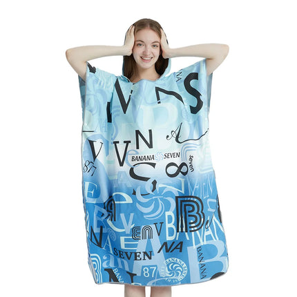 Surf Poncho Towel Quick Dry Microfiber Hooded Beach Robe Changing Poncho Bath Towel Beach Poncho for Adults (A12)