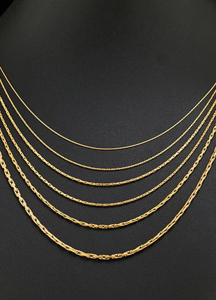 0.6/0.8/1/1.2/1.8/2.3mm di larghezza in acciaio inossidabile piccola catena sottile collana color oro per le donne ragazza chocker gioielli di moda regalo PlatiNum