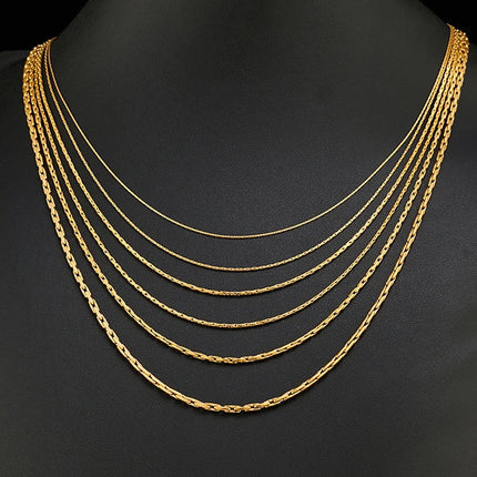 0.6/0.8/1/1.2/1.8/2.3mm di larghezza in acciaio inossidabile piccola catena sottile collana color oro per le donne ragazza chocker gioielli di moda regalo PlatiNum