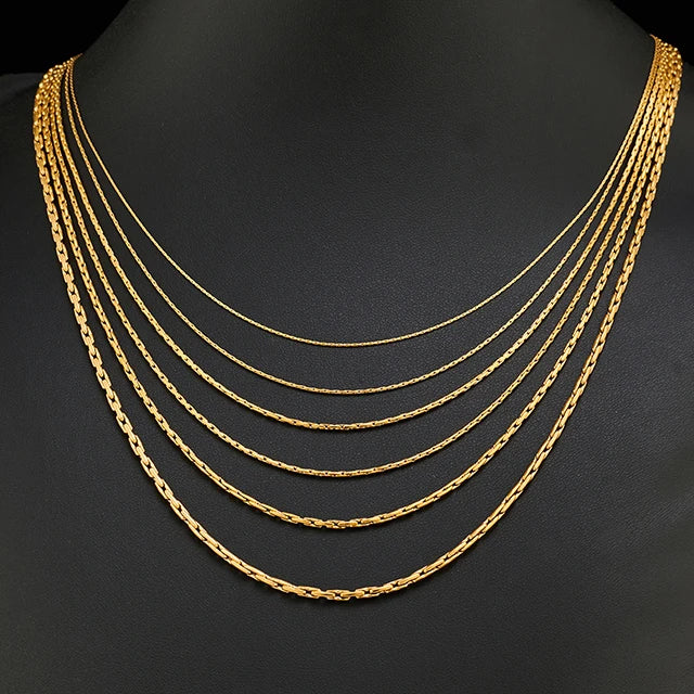 0.6/0.8/1/1.2/1.8/2.3mm di larghezza in acciaio inossidabile piccola catena sottile collana color oro per le donne ragazza chocker gioielli di moda regalo PlatiNum