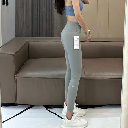 AL Women's High-Waist Airlift Yoga Leggings - Solid Color Tight Workout Pants for Pilates, Exercise & Street Style PlatiNum