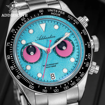 ADDIESDIVE New Men Watch AD2557 Luxury Chronograph VK64 Quartz Wristwatch Ceramic Bezel Luminous Dive 100m Waterproof 40mm Watch