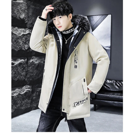 Winter Men's Long Down Jacket Fashion Male Thermal Parkas Coats Casual Men Classic Fur Collar Warm Padded Jackets Clothing 5XL