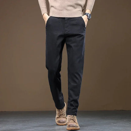 2026 New Autumn Winter Slim Straight Casual Pants Men Business Pants Trousers Male Work Clothes Black Gray Coffee Mens Clothing