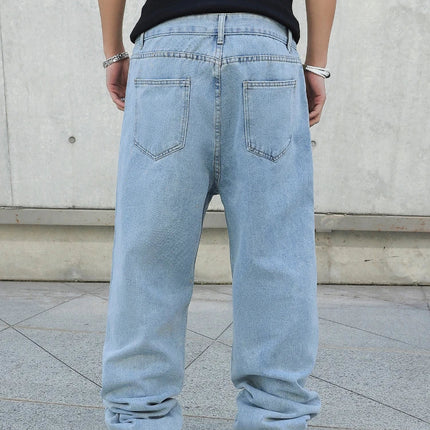 Spring Autumn Men Baggy Jeans Oversize Straight Loose Casual Denim Trousers Solid Color Streetwear Fashion Y2k Wide Leg Pants PlatiNum