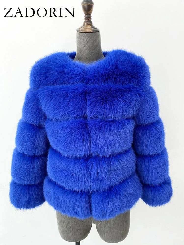 ZADORIN S-6XL Mink Coat Winter Black White Faux Fur Coat Woman Elegant Fluffy Faux Fur Jacket Top Short Fur Coats Woman Clothing