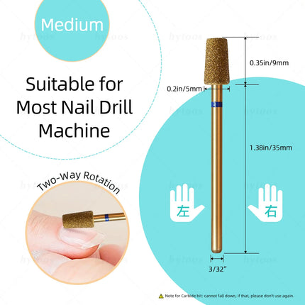 HYTOOS 5Pcs/Set Titanium Nail Drill Bits Diamond Cuticle Clean Nail Bit Professional Safety Cuticle Dead Skin Nail Cleaner Tool