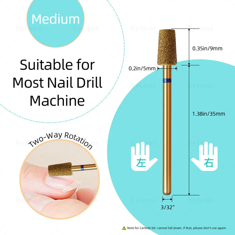 HYTOOS 5Pcs/Set Titanium Nail Drill Bits Diamond Cuticle Clean Nail Bit Professional Safety Cuticle Dead Skin Nail Cleaner Tool