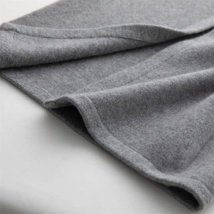 Chic Women's Long Skirt 100% Cashmere Straight Skirt Knit Autumn Winter Ankle-Length Skirt Warm Elegant Casual Rear Slit Dress PlatiNum