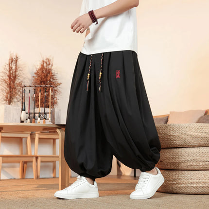 Pantaloni Estivi da Uomo in Seta Ghiaccio Sottile Traspirante, Pantaloni alla Moda a Lanterna, Casual, Comodi, a Gamba Larga, Taglie Forti fino alla 8XL