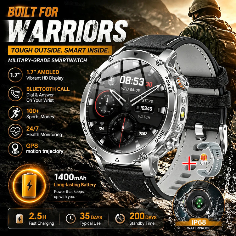 Military Grade Sapphire Smart Watch HeartRate SO2 BT5.3 Call Custom dial Smartwatch for Men Breathable Band Sports watch 1400mAh
