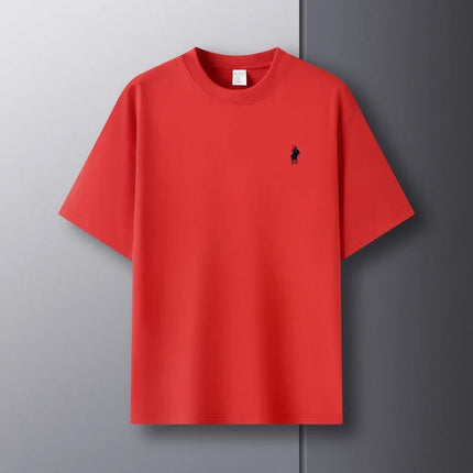 Men's Round Neck Short Sleeve 100% Pure Cotton T-shirt Hot Sale Luxury Brand Summer Exquisite Embroidery Pony Breathable Top
